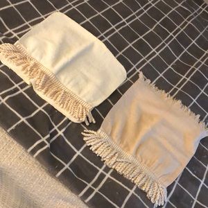 Vintage fringe hand towel and wash cloth.  Twist ball fringe.  Cotton terry